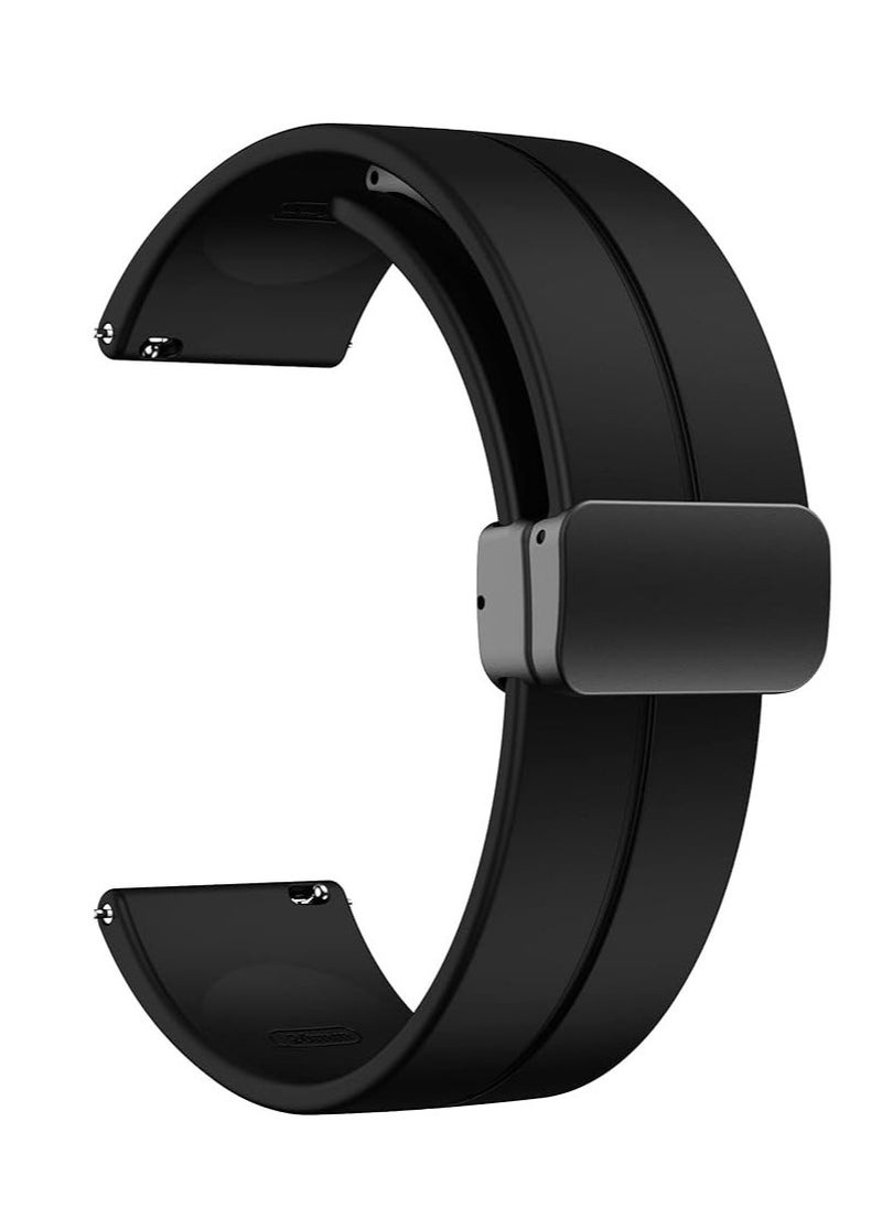 Magnetic Watch Band 22mm - Quick Release - Skin-Friendly Soft Silicone Sport Watch Band for Men Women, Magnetic Folding Clasp Silicone Strap (Black)  - Image 1