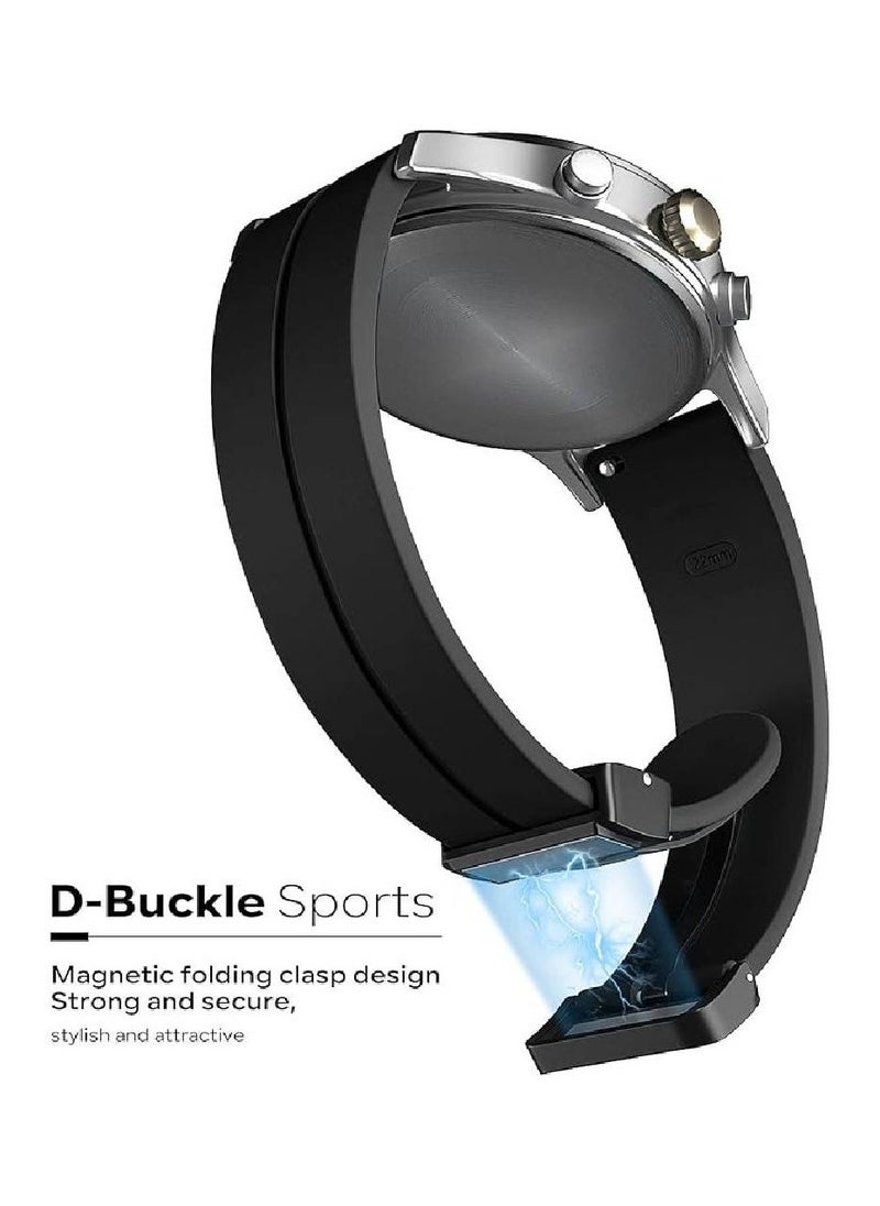 Magnetic Watch Band 22mm - Quick Release - Skin-Friendly Soft Silicone Sport Watch Band for Men Women, Magnetic Folding Clasp Silicone Strap (Black)  - Image 2