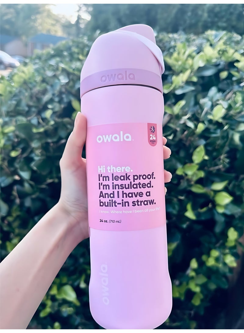Owala Owala FreeSip Double Insulated Stainless Steel Water Bottle | With Straw | BPA-Free | Sports Water Bottle | 1-Pack | 24 oz (Purple)  - Image 1