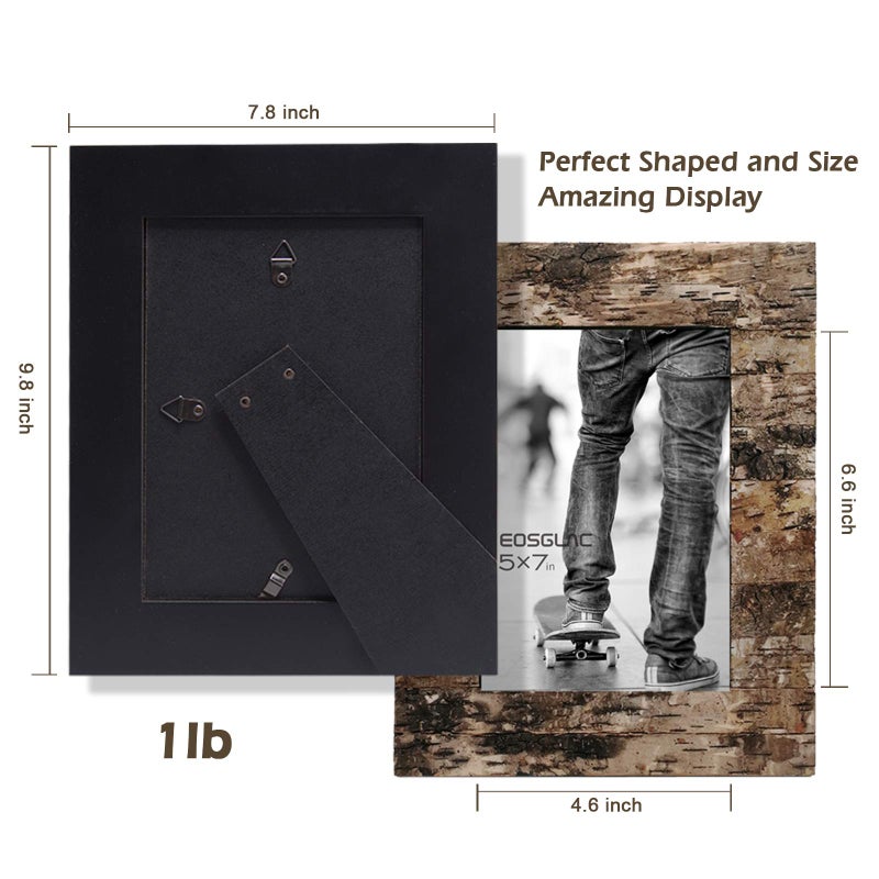 Eosglac Rustic 5 x 7 Wooden Picture Frame, Handmade with Real Birch Bark, Easel Back, Natural - Image 4