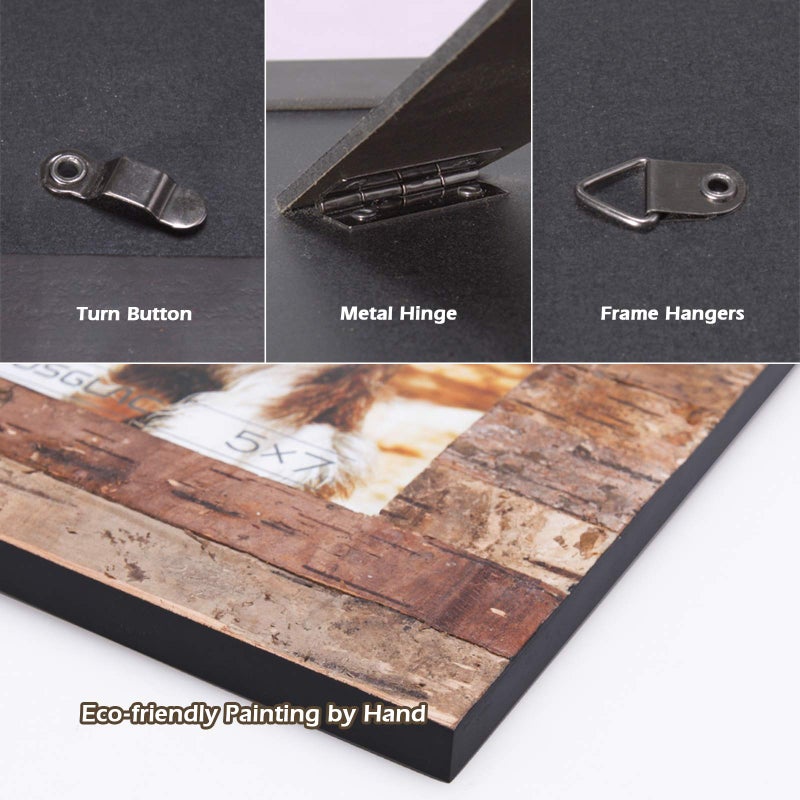 Eosglac Rustic 5 x 7 Wooden Picture Frame, Handmade with Real Birch Bark, Easel Back, Natural - Image 5
