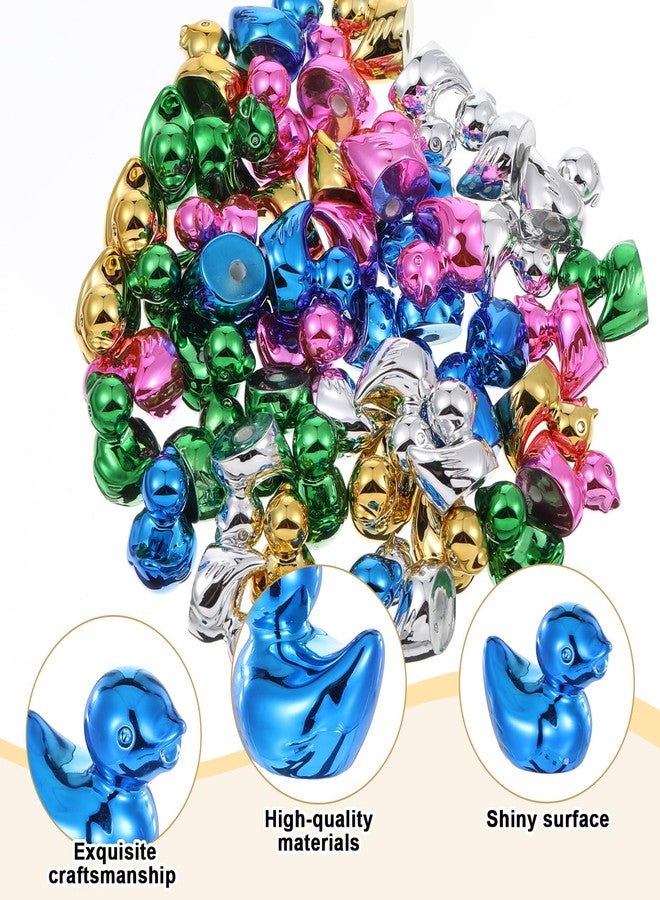 Bruislard 50 PCS Shiny Mini Duck Figures Bulk Colorful Duck Statue Mini Plastic Ducks for Micro Garden Seek Cake Decoration Landscape Animal Sculpture Aquarium Hide DIY Craft Charms Thanksgiving Gift - Image 5
