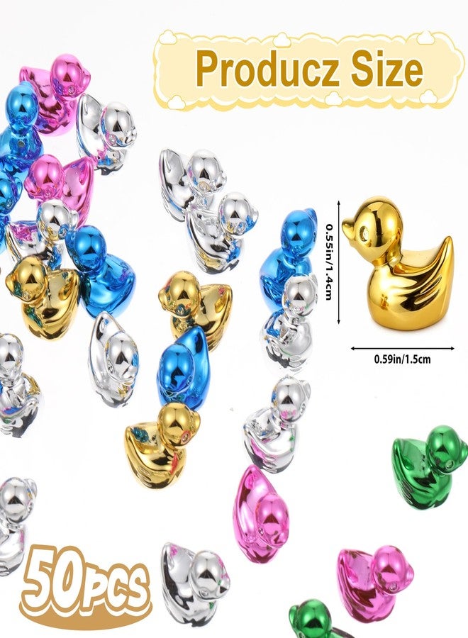 Bruislard 50 PCS Shiny Mini Duck Figures Bulk Colorful Duck Statue Mini Plastic Ducks for Micro Garden Seek Cake Decoration Landscape Animal Sculpture Aquarium Hide DIY Craft Charms Thanksgiving Gift - Image 2