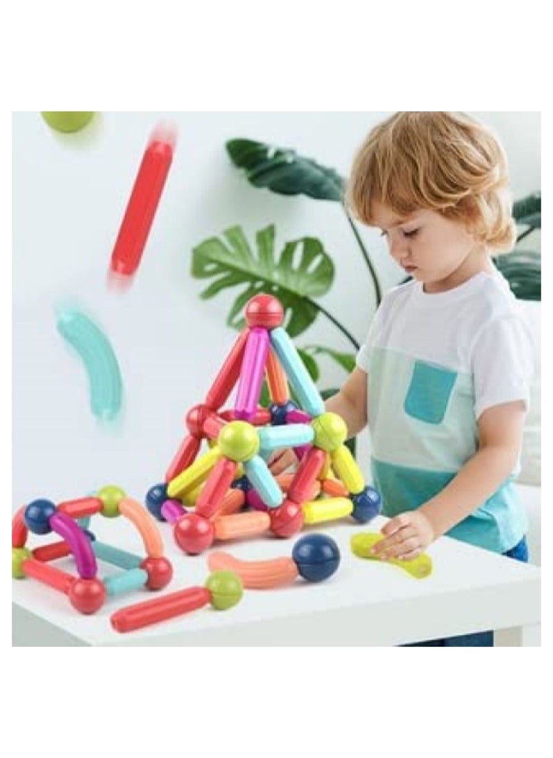 42 PCS Magnetic Building Blocks Toy, Stacking Stick Rods and Ball Educational Construction Puzzle for Kids