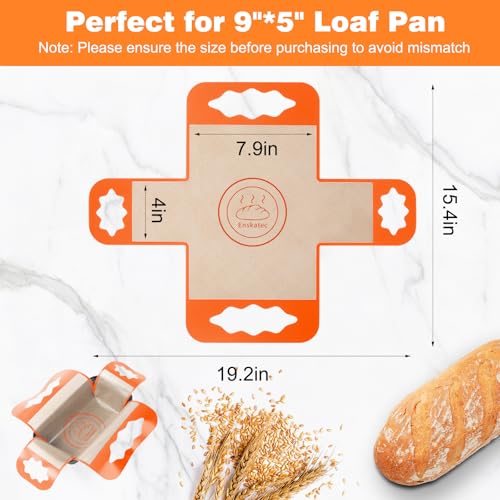 Enskatec 2 Pcs Reusable Silicone Bread Loaf Pan Liners, Food-Grade Silicone Bread Baking Mat with 4 Handles, Non-Stick & Heat Resistant Loaf Pan Lifters, Sourdough Sling for 9x5" or 1.5Lb Loaf Pans (Orange) - Image 3