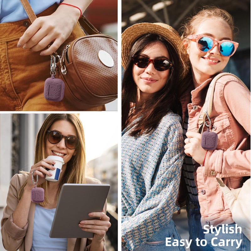 Lerobo for Airpods 4 Case Cover 2024, Cute Flower Engraved Silicone Protective Case Cover with Cleaner Kit Compatible with Airpod 4 Case 2024, Smokey Mauve - Image 3