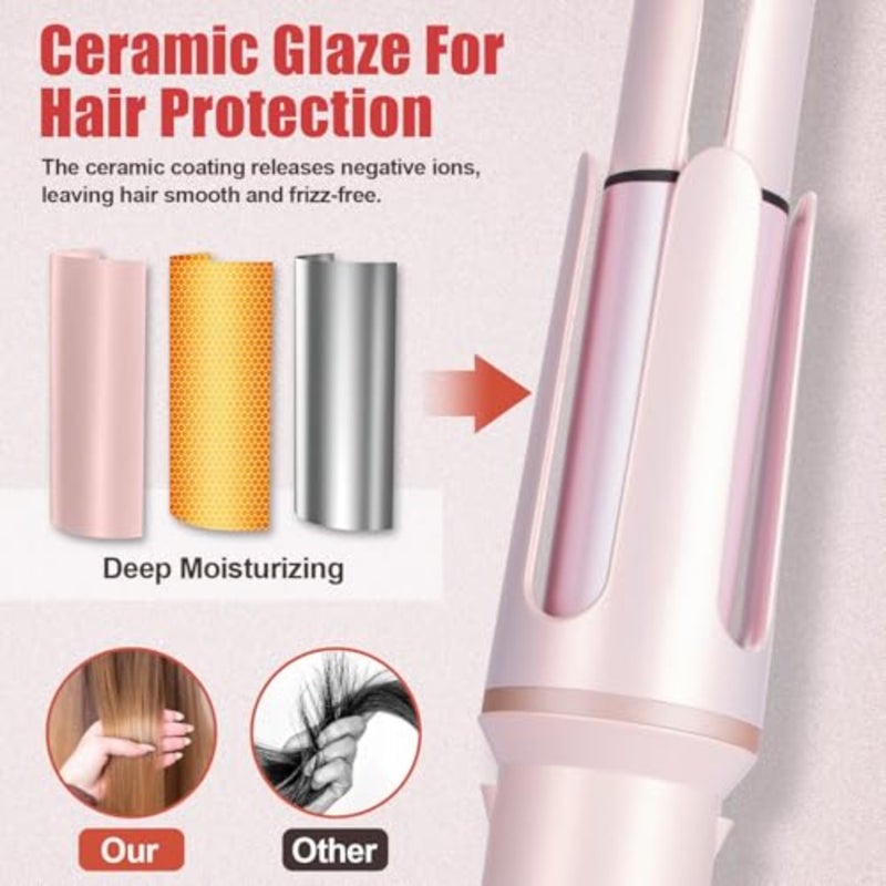 Automatic Curling Iron, 1-Inch Rotating Hair Curler for Women Two-way rotation, 4 temperature settings and 3 timers create curls, ceramic, anti-scald, anti-tangle design and auto shutoff - Image 4