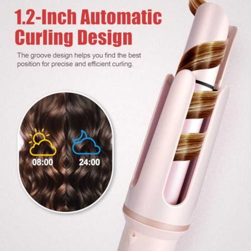Automatic Curling Iron, 1-Inch Rotating Hair Curler for Women Two-way rotation, 4 temperature settings and 3 timers create curls, ceramic, anti-scald, anti-tangle design and auto shutoff - Image 3