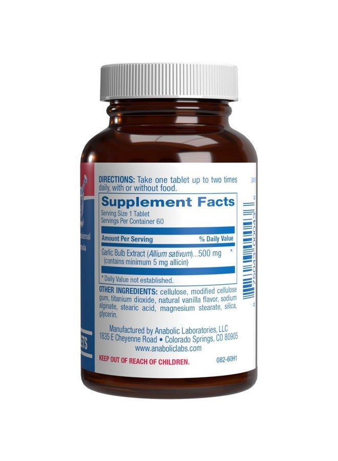 Anabolic Laboratories High Allicin Odorless Garlic Pills - Clinical Formula Allicin Supplement for Heart and Immune Support - Vegetarian Non-GMO & Made in The USA in cGMP Facilities - 60 Servings - Image 2