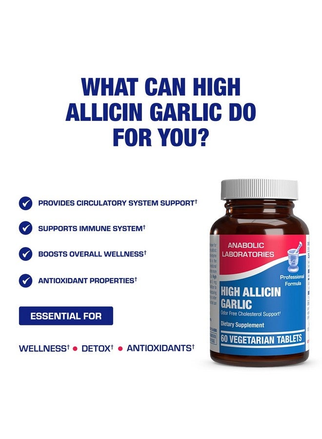 Anabolic Laboratories High Allicin Odorless Garlic Pills - Clinical Formula Allicin Supplement for Heart and Immune Support - Vegetarian Non-GMO & Made in The USA in cGMP Facilities - 60 Servings - Image 5
