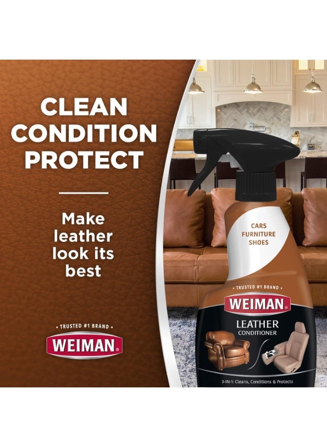 Weiman Leather Cleaner & Conditioner for Furniture & Car Seats – Cleans, Restores & Protects Leather – UV Damage, Cracking & Fading Protection – Shoes, Bags, Jackets, 12oz (355ml) - Image 3