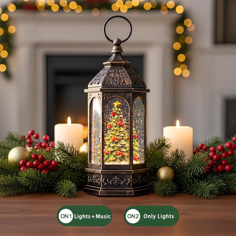 Solgicar Lighted Christmas Tree Cardinal Music Snow Globe Water Lantern with Swirling Glitter Decoration for Christmas Home, Living Room, Battery Operated or USB Powered for Christmas Decoration - Image 5
