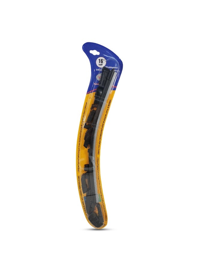 Vision X VisionX WR10154i016 16 Inch Universal Flat Wiper Blade for All Cars - Frameless, Silent, Long Lasting Rubber Wiper with 10 Adapters for Easy Install & All Weather Clear Visibility - Image 2