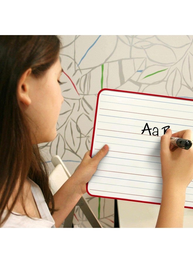 سكريبل دو سبورة بيضاء صغيرة قابلة للمسح الجاف مقاس 9 × 12 بوصة، ذات وجهين، مسطرة - لوحة بيضاء محمولة فارغة بإطار أحمر، سبورة بيضاء شخصية محمولة للأطفال، رائعة للفصول الدراسية والمنزل والتعلم عن بعد - Image 5
