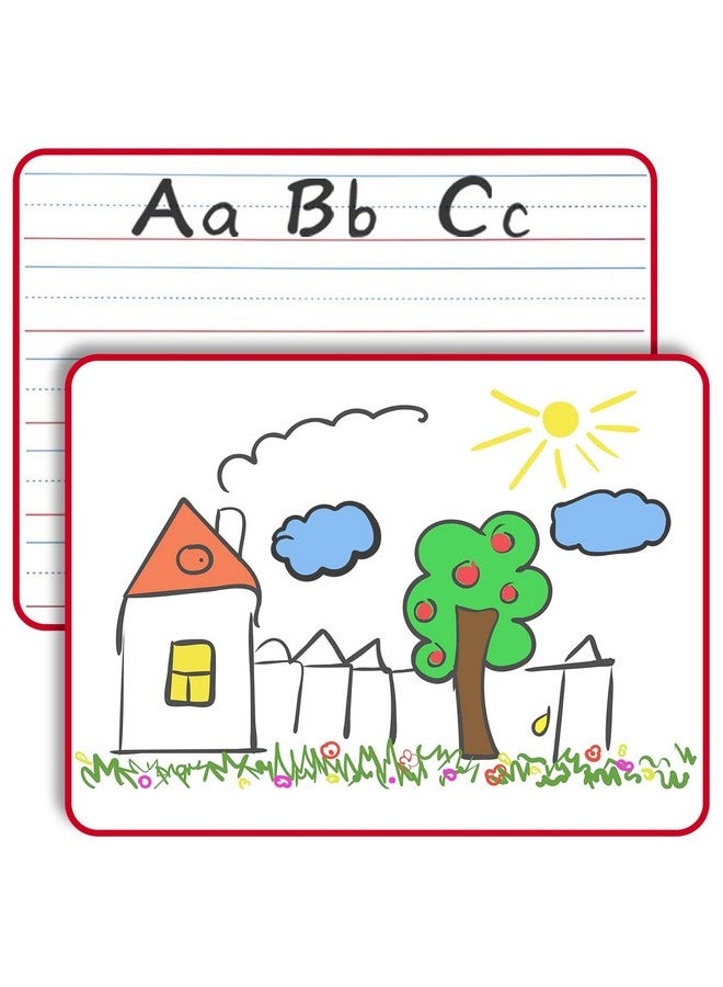 سكريبل دو سبورة بيضاء صغيرة قابلة للمسح الجاف مقاس 9 × 12 بوصة، ذات وجهين، مسطرة - لوحة بيضاء محمولة فارغة بإطار أحمر، سبورة بيضاء شخصية محمولة للأطفال، رائعة للفصول الدراسية والمنزل والتعلم عن بعد - Image 2