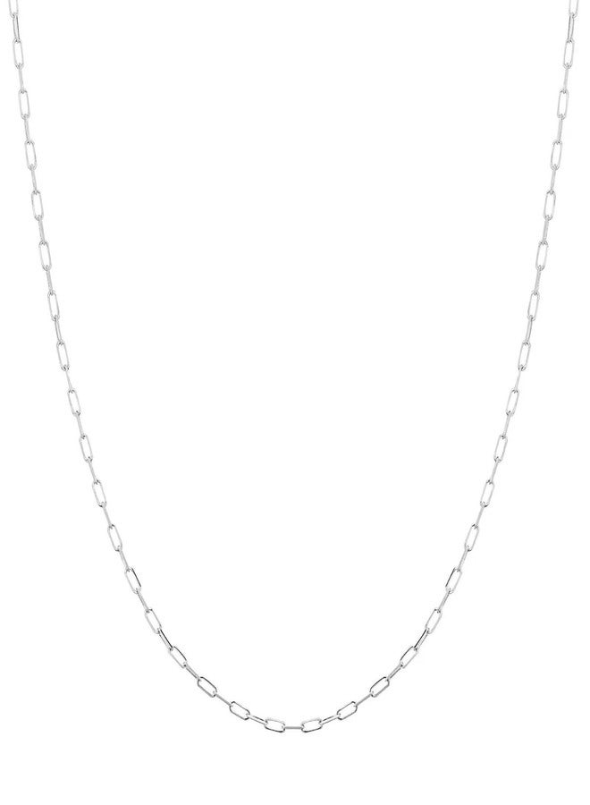 VAMA FASHIONS Simple Anti Tarnish Silver Stainless Steel Western Paper Clip Necklace Chain Neck Chains for Girls 22Inches - 2mm Thickness - Image 1
