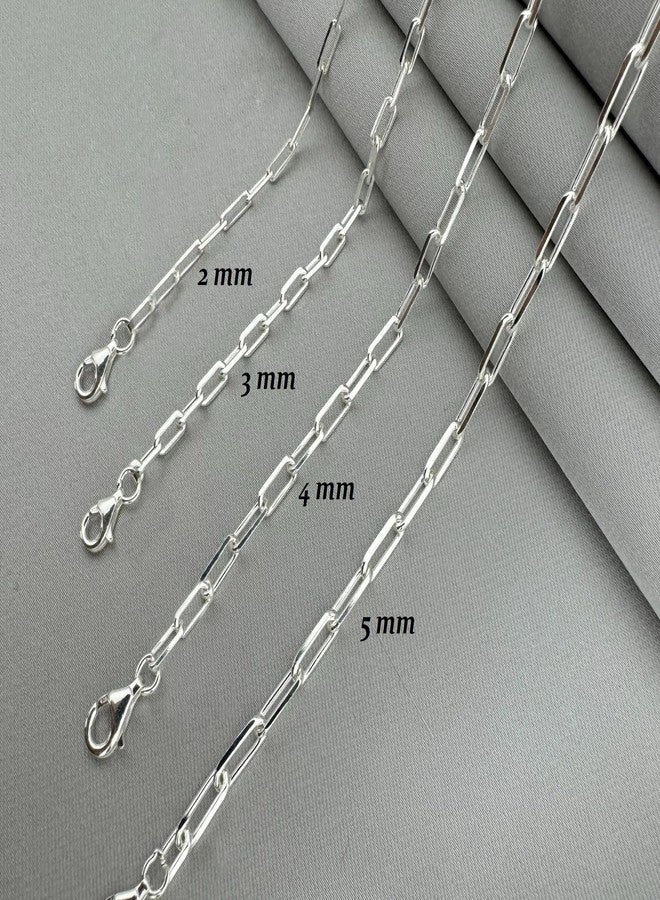 VAMA FASHIONS Simple Anti Tarnish Silver Stainless Steel Western Paper Clip Necklace Chain Neck Chains for Girls 22Inches - 2mm Thickness - Image 3