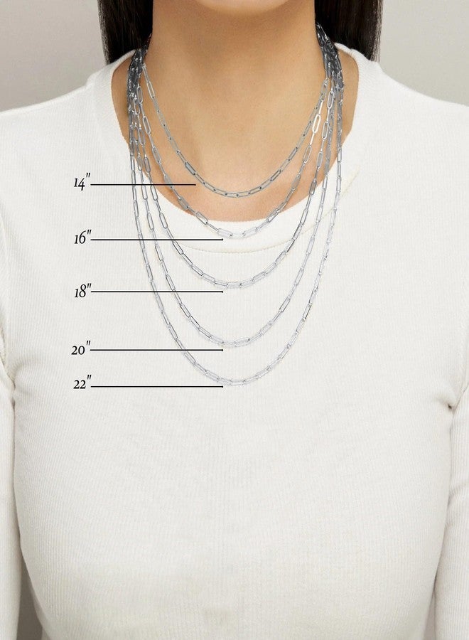 VAMA FASHIONS Simple Anti Tarnish Silver Stainless Steel Western Paper Clip Necklace Chain Neck Chains for Girls 22Inches - 2mm Thickness - Image 2