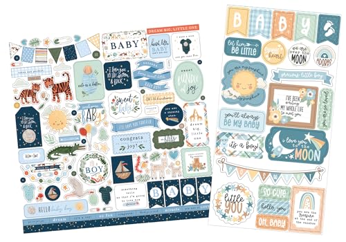 Baby Boy Decorative Scrapbook Stickers  Cute Phrases Blue Aesthetic  2 Items