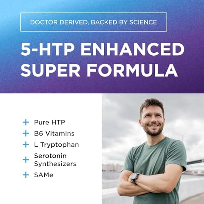 DR EMIL NUTRITION DR. EMIL NUTRITION 200 MG 5-HTP Plus with SAM-e to Maintain Normal Healthy Sleep and Create a Sense of Wellbeing - 5HTP Supplement with Vitamin B6-60 Vegan Capsules, 30 Servings - Image 3