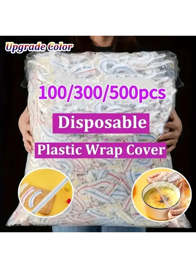 White 100pcs Disposable Elastic Food Fresh Keeping Film Covers Kitchen Storage - Image 1