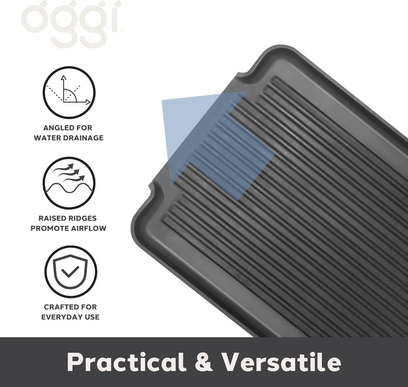 Oggi Dish Drain Board & Drying Rack Tray for Kitchen - Ideal Rigid Drainboard, Plate & Glass Drainer Tray, Dish Drain Boards for Kitchen Counter, 12.75 x 17.25 - Black - Image 5