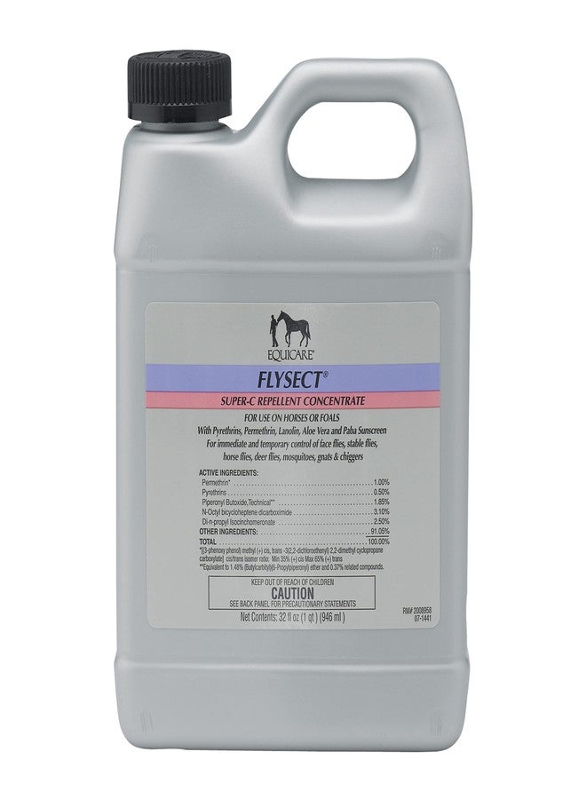 Equicare Flysect Super-C Fly Control Concentrate for Horses, Mix with Water, 32 Ounces, One Quart