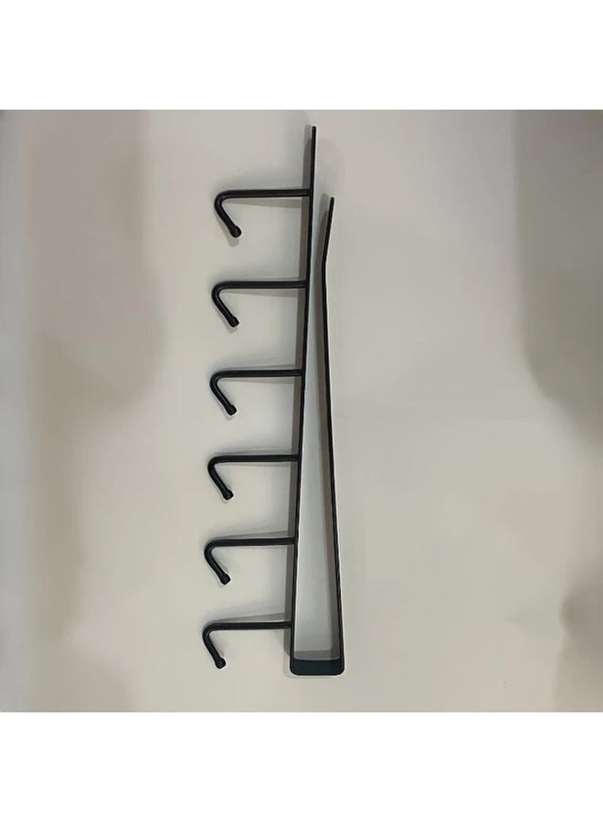 Black 6 Hook Kitchen Organizer Space Saving Metal Storage Rack for Cups Mugs Clothes - Image 1