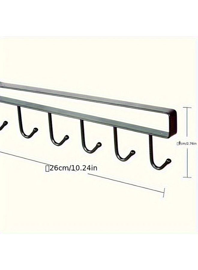 Black 6 Hook Kitchen Organizer Space Saving Metal Storage Rack for Cups Mugs Clothes - Image 4