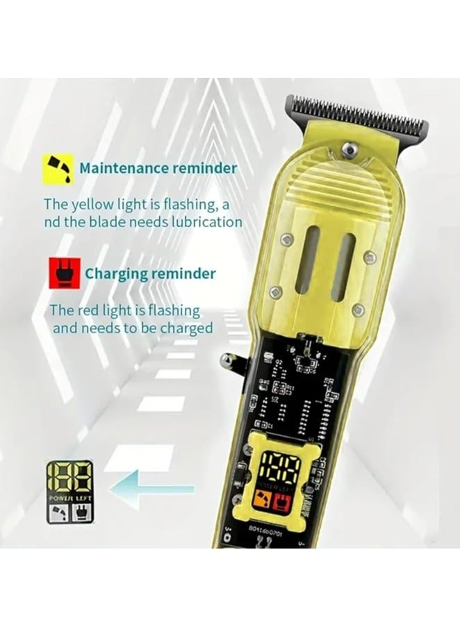 REBENUO Transparent Hair Clipper RCP82 Cordless T-Bar Hair Clipper, Barber Chart, 0mm, Bald Shape, Digital Display, 3 Guide Comb, Powerful Rotary Motor - Image 5