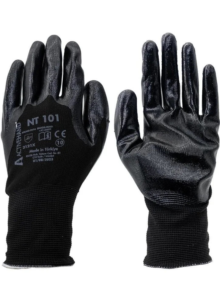 اكتيف هاند NT101 Black Nitrile Glove No:10