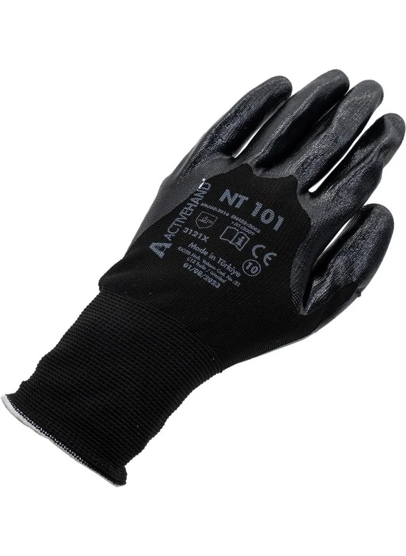 اكتيف هاند NT101 Black Nitrile Glove No:10