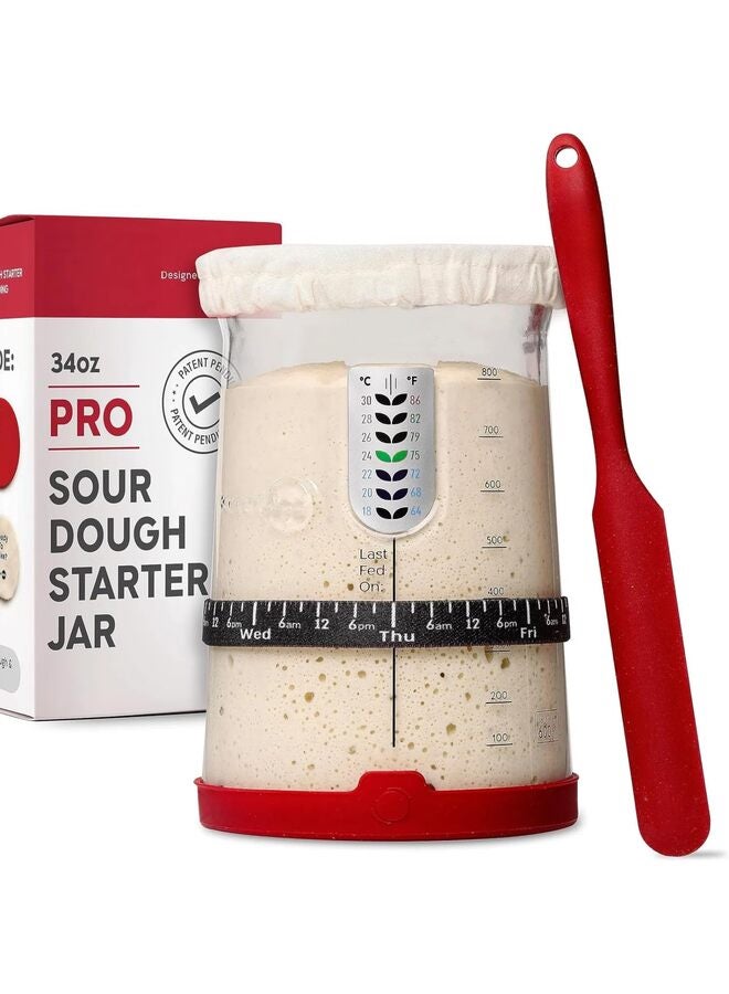 Sourdough Bread Starter Kit- large Capacity Sourdough Starter Jar with 5 unique features for the perfect sour dough bread & sourdough starter kit- sourdough bread baking supplies - Image 1