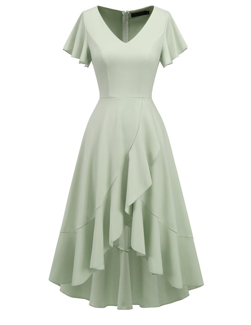 DRESSTELLS Women's Cocktail Dresses 2026 Wedding Guest Bridesmaid Tea Party Spring Dress V-Neck Formal Gowns and Evening Prom Graduation Dress LightGreen 2XL - Image 4