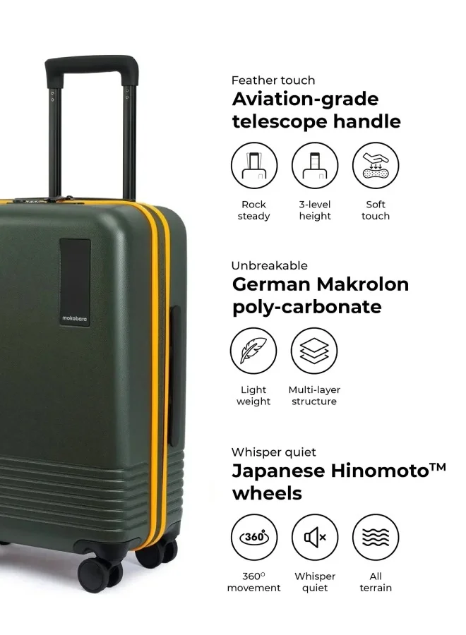 Mokobara The Cabin Luggage Hardsided 8 Hinomoto Wheels Small Trolley (Green)