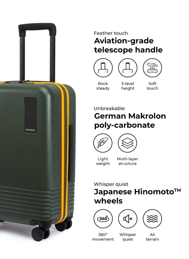 Mokobara - MOKOBARA The Cabin Luggage Hardsided 8 Hinomoto Wheels Small Trolley (Green) - Image 1