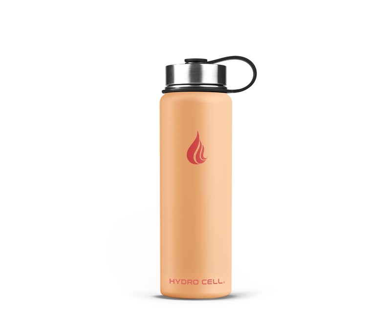 HYDRO CELL Stainless Steel Insulated Water Bottle with Straw - For Cold & Hot Drinks - Metal Vacuum Flask with Screw Cap and Modern Leakproof Sport Thermos for Adults (Peach 24oz) - Image 3