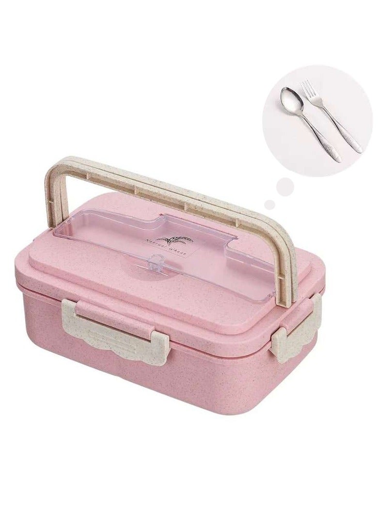 LINGWEI Bento Lunch Box for Kids & Adults 3-Compartment Leakproof Food Container with Spoon & Fork - Image 1