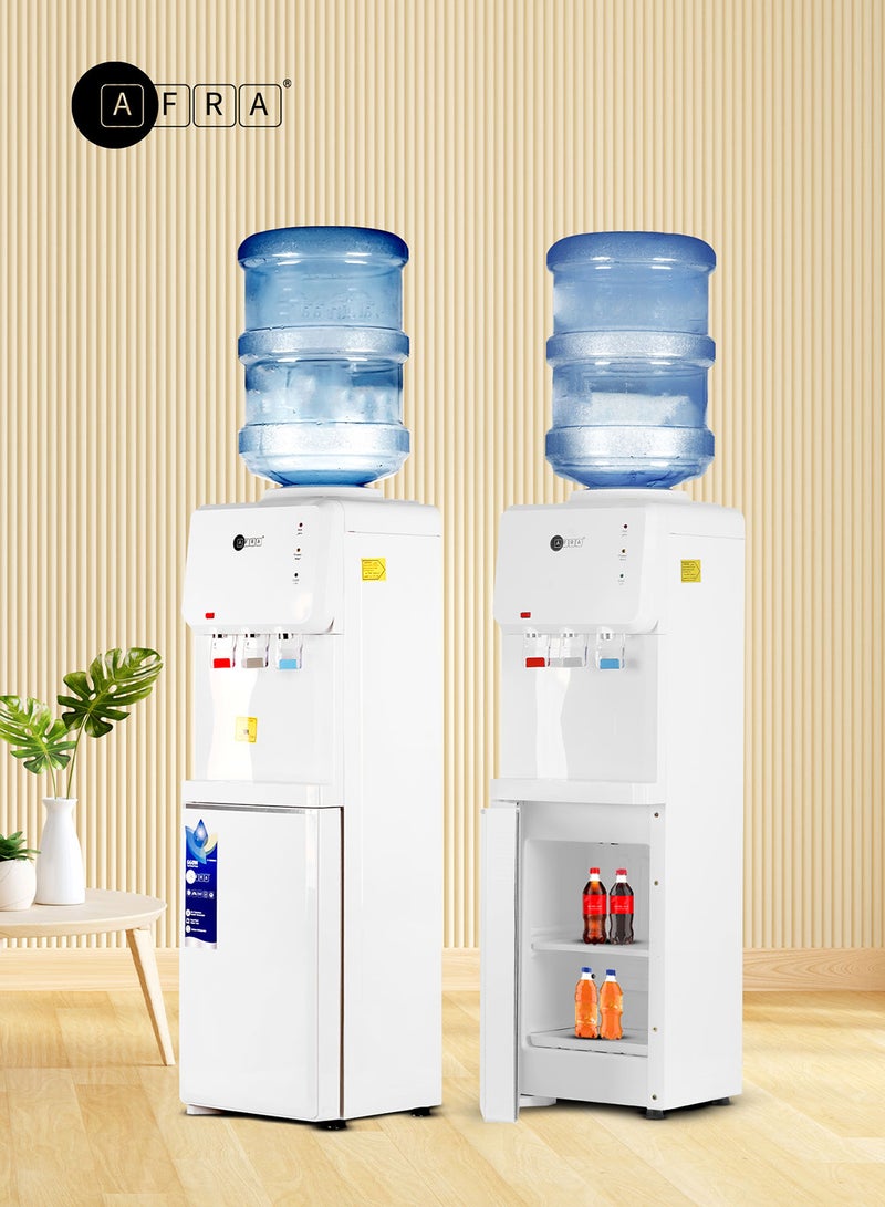 AFRA Water Dispenser with Bottom Refrigerator, 3 Taps, Hot & Cold Water, Rust-Proof Tank, Fast Cooling, Auto Thermostat, Overheat Protection | 660W | 2-Year Warranty - Image 1