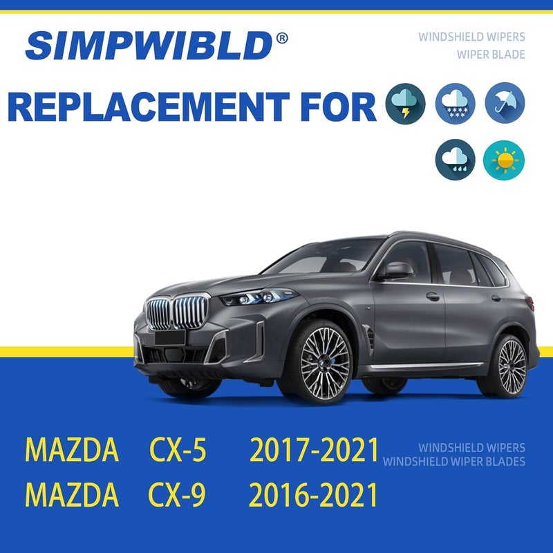 SIMPWIBLD Wiper Blades Set for Mazda CX-9 and CX-5 - Image 2
