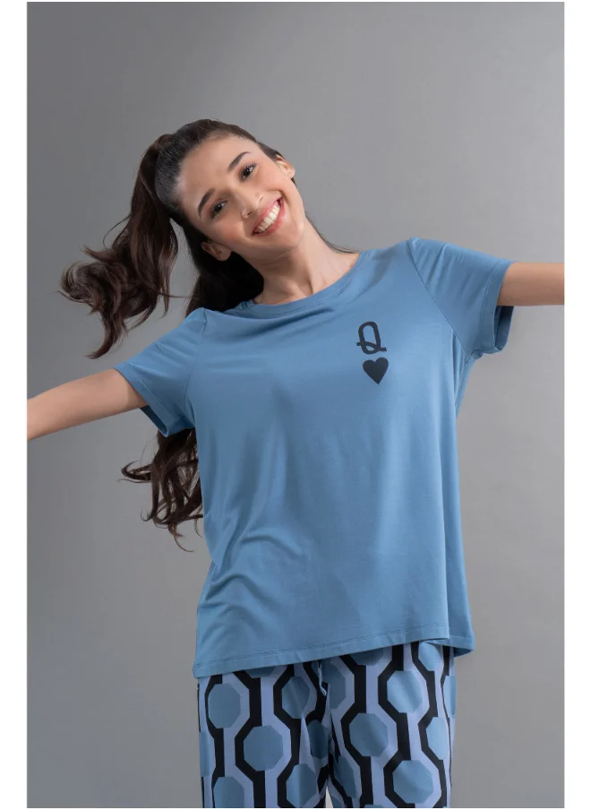 NeceSera Q Heart Modal Round Neck Top
