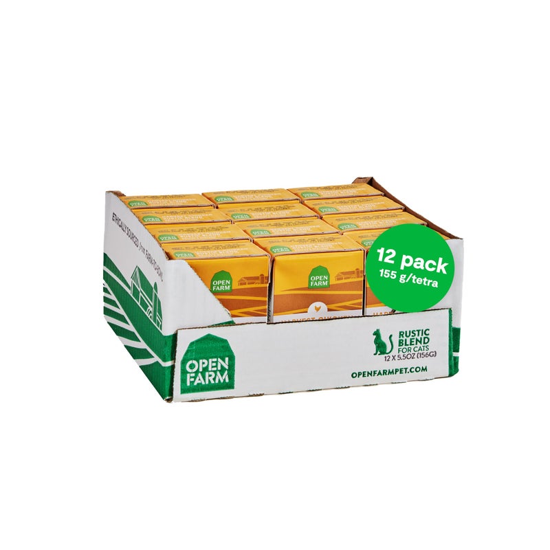 Open Farm Rustic Blend Wet Cat Food, Complete & Balanced Medley with Human-Grade Ingredients, Humanely-Raised Meat, Non-GMO Veggies & Bone Broth, Harvest Chicken Recipe, 5.5oz Packs (Case of 12) - Image 1