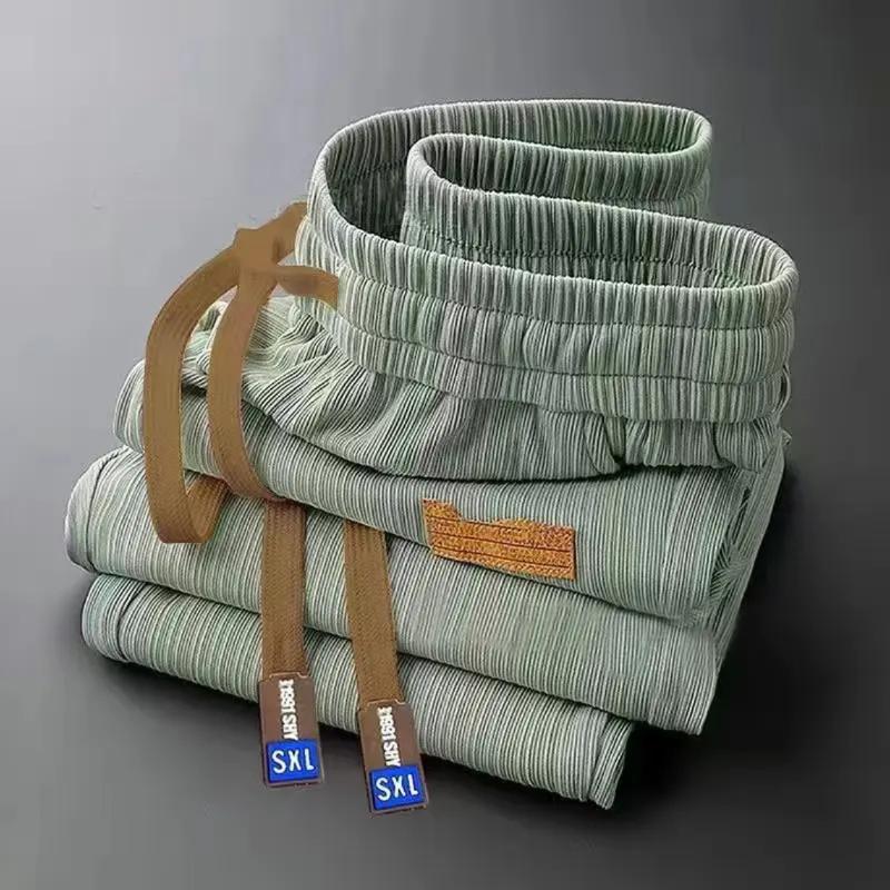 Ice Silk Casual Pants Men'S Summer Thin Pants Straight-Barrel Loose Wide-Leg Pants Instagram Style Trendy Sweatpants - Image 5