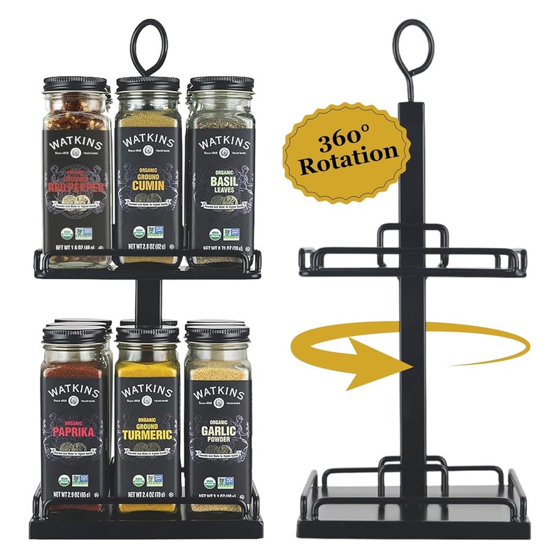 Watkins Countertop Two Tier Rotating Spice Rack Includes 16 Organic Spices 16608 - Image 3
