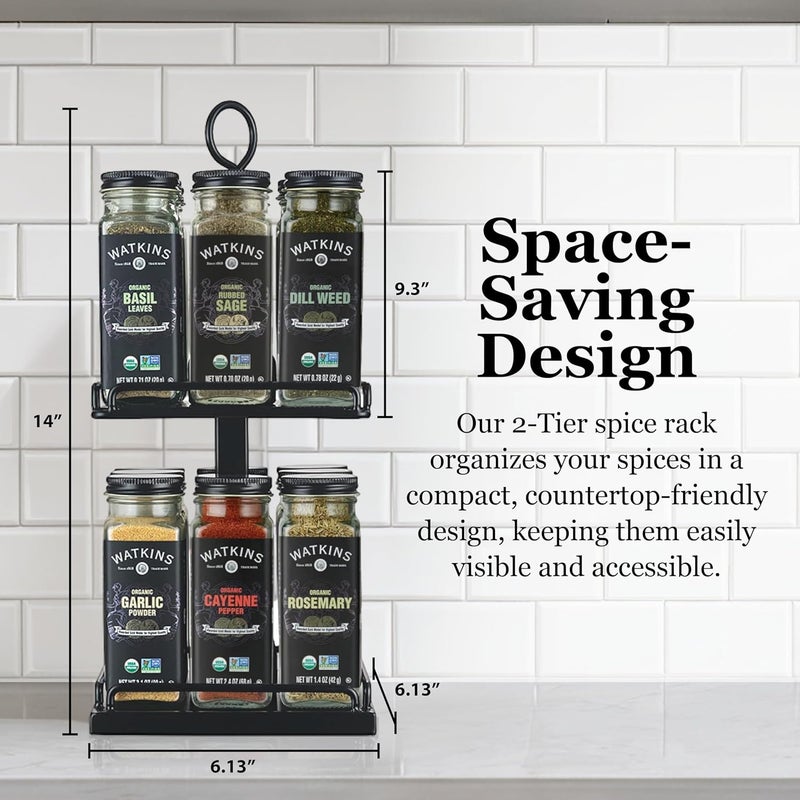 Watkins Countertop Two Tier Rotating Spice Rack Includes 16 Organic Spices 16608 - Image 4