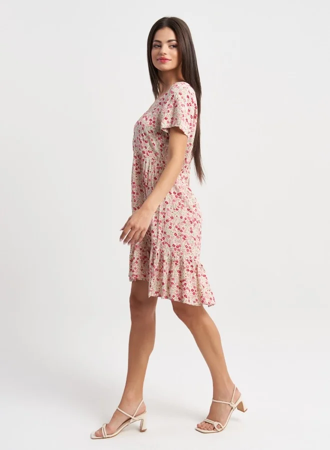 HaILYS Floral Print Short Sleeve Dress
