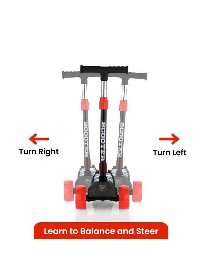 ستوريو سكوتر ركل ستوريو بارتفاع قابل للتعديل | سكوتر قابل للطي | سكوتر تزلج للأطفال بعجلة من بلاستيك بي في سي | مناسب للأعمار من سنتين إلى ١٢ سنة - أقصى وزن للمستخدم ٦٠ كجم، لون أحمر وأسود - Image 2