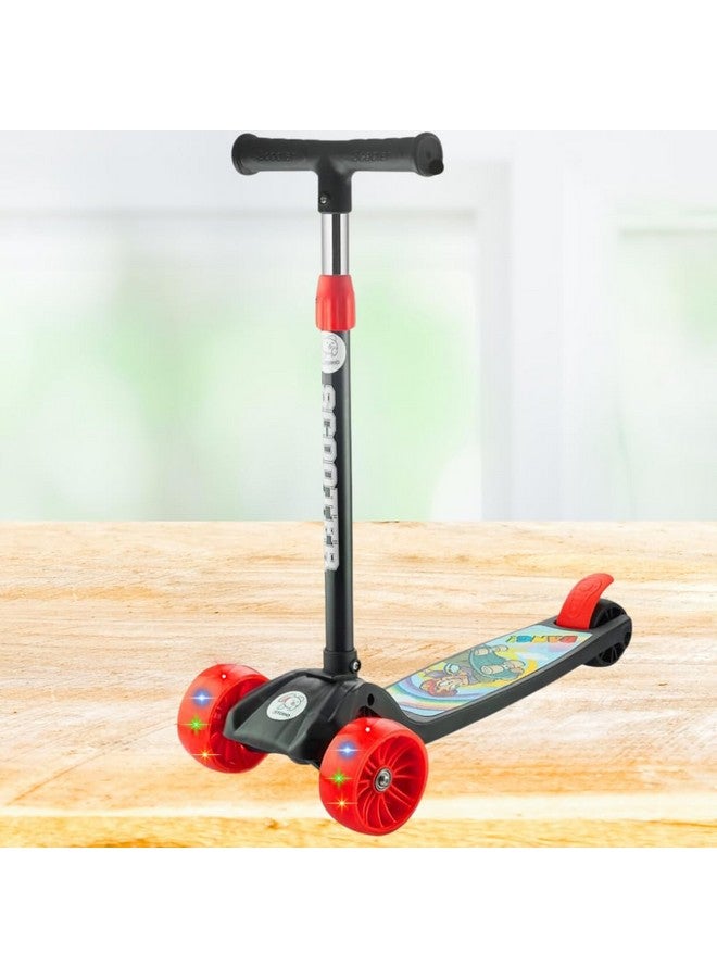 ستوريو سكوتر ركل ستوريو بارتفاع قابل للتعديل | سكوتر قابل للطي | سكوتر تزلج للأطفال بعجلة من بلاستيك بي في سي | مناسب للأعمار من سنتين إلى ١٢ سنة - أقصى وزن للمستخدم ٦٠ كجم، لون أحمر وأسود - Image 1