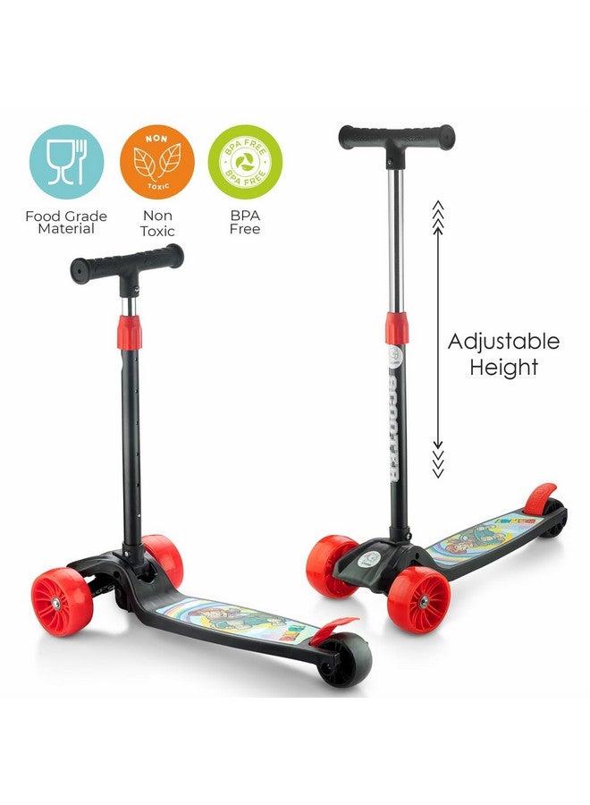 ستوريو سكوتر ركل ستوريو بارتفاع قابل للتعديل | سكوتر قابل للطي | سكوتر تزلج للأطفال بعجلة من بلاستيك بي في سي | مناسب للأعمار من سنتين إلى ١٢ سنة - أقصى وزن للمستخدم ٦٠ كجم، لون أحمر وأسود - Image 4
