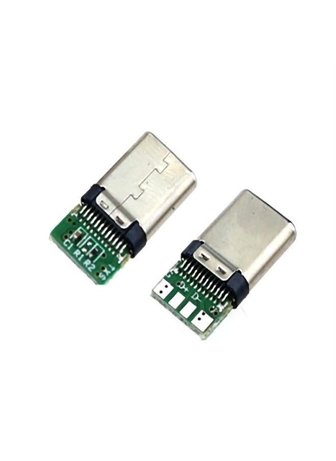 Teansic - 20 Pcs USB 3.1 Type C Male Plug Socket Connector with PCB Board 24 Pin DIY Data Line Interface Male Socket - Image 1